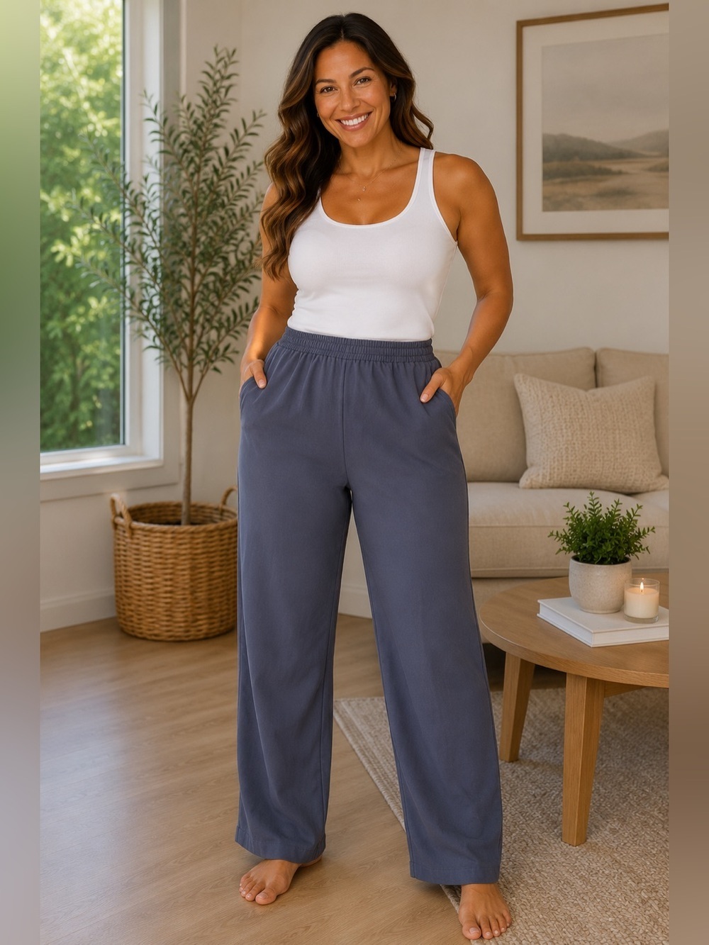 Blair Straight-Leg Pants in Slate Blue